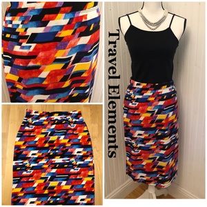 Travel Elements Stretch Abstract Pencil Skirt